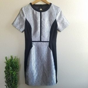 ASOS • silver and black color block bodycon dress